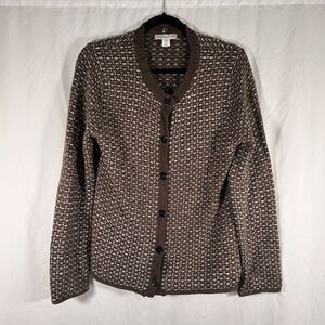 Coldwater Creek Wool Blend Cardigan Women's Medium Brown Button Up Long Sleeve